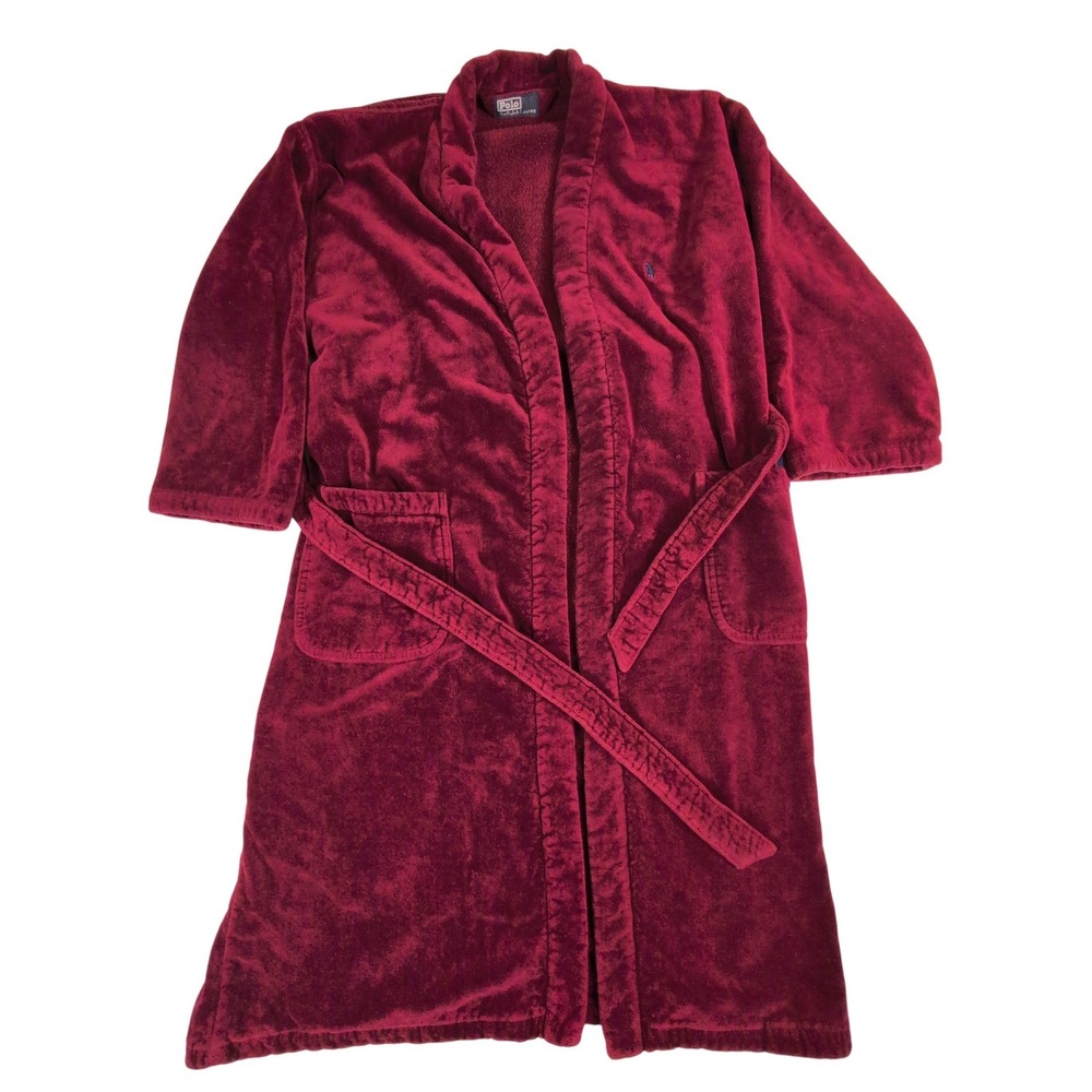 Polo Ralph Lauren Burgundy Corduroy Robe Heavy Warm Plush Belted Long Red
2 loop